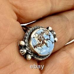 Navajo Golden Hills Turquoise Ring Sz 8 Sterling Silver by Gloria Rios Patina