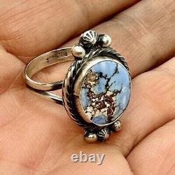 Navajo Golden Hills Turquoise Ring Sz 8 Sterling Silver by Gloria Rios Patina