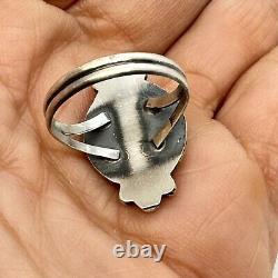Navajo Golden Hills Turquoise Ring Sz 8 Sterling Silver by Gloria Rios Patina