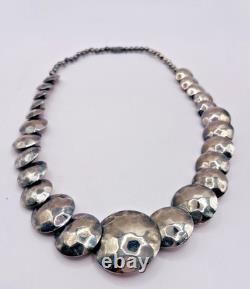 Navajo Graduated Hammered Disc Silvertone Vintage