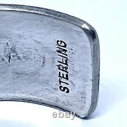 Navajo Hand Stamped Cuff Bracelet 41g Bear 6.75in Sterling Silver. 75 Wide VTG
