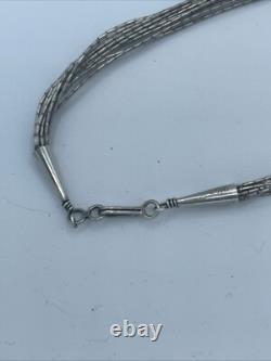 Navajo Liquid Silver Necklace With Bear Pendant Vintage Native American Sterling