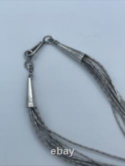 Navajo Liquid Silver Necklace With Bear Pendant Vintage Native American Sterling