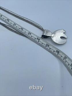 Navajo Liquid Silver Necklace With Bear Pendant Vintage Native American Sterling
