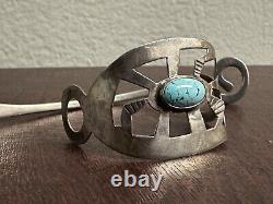 Navajo Native American Hair Barrette Turquoise Sterling Silver Vintage