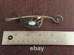 Navajo Native American Hair Barrette Turquoise Sterling Silver Vintage