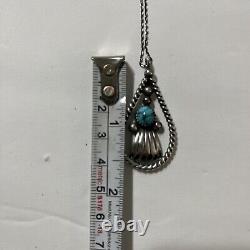 Navajo Native American Jewelry D Paul Sterling Silver Turquoise Necklace Signed