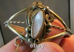 Navajo Native American P. R. 12K & STERLING MOP Slave Cuff Bracelet 22.8g size 6