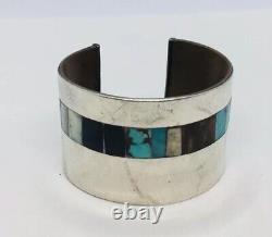 Navajo Native American Sterling Silver & Copper Turquoise Coral Cuff Bracelet