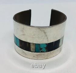 Navajo Native American Sterling Silver & Copper Turquoise Coral Cuff Bracelet