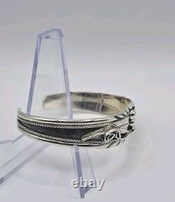 Navajo Native American Sterling Silver Cuff Bracelet By Darrel Morgan