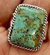 Navajo Natural Turquoise Ring Size 10 Sterling Silver by Greg Yazzie 10.6g