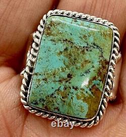 Navajo Natural Turquoise Ring Size 10 Sterling Silver by Greg Yazzie 10.6g