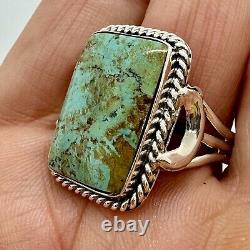 Navajo Natural Turquoise Ring Size 10 Sterling Silver by Greg Yazzie 10.6g