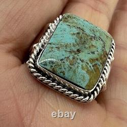 Navajo Natural Turquoise Ring Size 10 Sterling Silver by Greg Yazzie 10.6g
