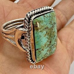Navajo Natural Turquoise Ring Size 10 Sterling Silver by Greg Yazzie 10.6g