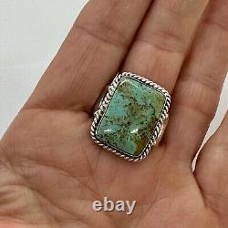 Navajo Natural Turquoise Ring Size 10 Sterling Silver by Greg Yazzie 10.6g