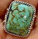 Navajo Natural Turquoise Ring Size 9 Sterling Silver by Greg Yazzie 11.3g