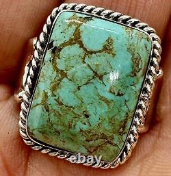Navajo Natural Turquoise Ring Size 9 Sterling Silver by Greg Yazzie 11.3g