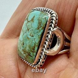 Navajo Natural Turquoise Ring Size 9 Sterling Silver by Greg Yazzie 11.3g