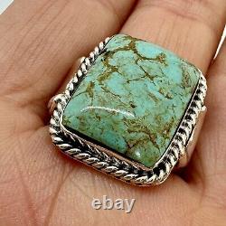 Navajo Natural Turquoise Ring Size 9 Sterling Silver by Greg Yazzie 11.3g