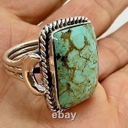 Navajo Natural Turquoise Ring Size 9 Sterling Silver by Greg Yazzie 11.3g