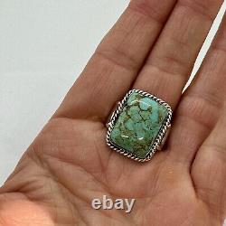 Navajo Natural Turquoise Ring Size 9 Sterling Silver by Greg Yazzie 11.3g