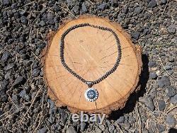 Navajo Pearls Necklace Native American Jewelry NA Zuni Pendant Sunface