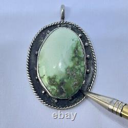 Navajo Royston Turquoise Pendant 2.25in Signed 24g Sterling VTG 1960 70s Native