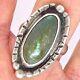 Navajo Royston Turquoise Ring Sz 8 Long Stamped Sterling Silver VTG 10g 1960 70s