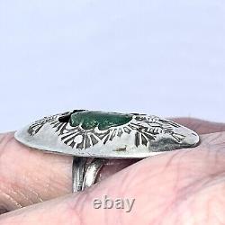 Navajo Shadowbox Turquoise Ring Sz 7.5 Royston 8g VTG 60s Oval Handmade Stamped