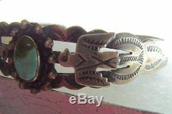 Navajo Silver Products Turquoise Thunderbird Bracelet Coin Silver