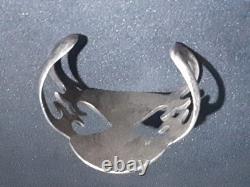 Navajo Silver Sand Cast Bracelet Native American 6.5 Inches Vintage Jewelry