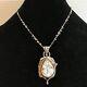 Navajo Southwest Necklace Mineral Druzy 1.5 Sterling Silver 925 VTG signed 16