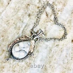 Navajo Southwest Necklace Mineral Druzy 1.5 Sterling Silver 925 VTG signed 16