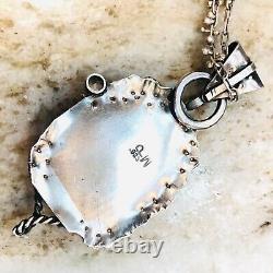Navajo Southwest Necklace Mineral Druzy 1.5 Sterling Silver 925 VTG signed 16