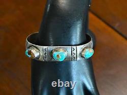 Navajo Sterling & MORENCI Turquoise Cuff 36.2 grams 6.5 wearable inches Vintage