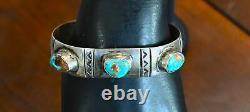 Navajo Sterling & MORENCI Turquoise Cuff 36.2 grams 6.5 wearable inches Vintage