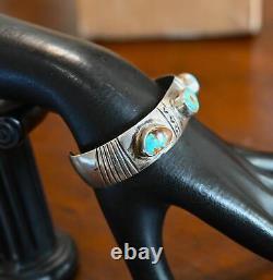 Navajo Sterling & MORENCI Turquoise Cuff 36.2 grams 6.5 wearable inches Vintage