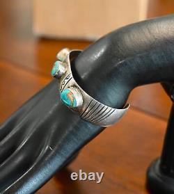 Navajo Sterling & MORENCI Turquoise Cuff 36.2 grams 6.5 wearable inches Vintage