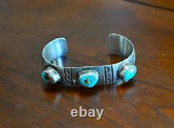 Navajo Sterling & MORENCI Turquoise Cuff 36.2 grams 6.5 wearable inches Vintage