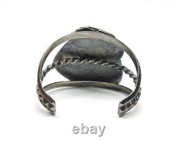 Navajo Sterling Silver Cuff Bracelet Turquoise Coral Feather Vintage Handcrafted