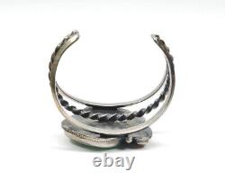 Navajo Sterling Silver Cuff Bracelet Turquoise Coral Feather Vintage Handcrafted