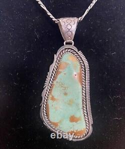 Navajo Sterling Silver Royston Turquoise Pendant &? Chain Signed K, Vintage