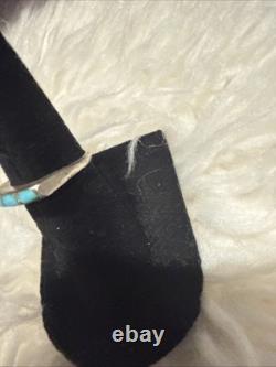 Navajo Sterling Silver Turquoise Ring Size 4 Handcrafted 60s VTG