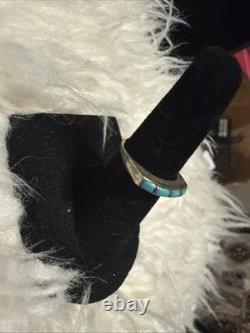 Navajo Sterling Silver Turquoise Ring Size 4 Handcrafted 60s VTG