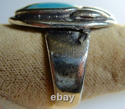 Navajo Sterling Silver Turquoise Ring Size 9 3/4 Bear Claw