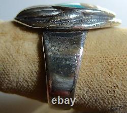 Navajo Sterling Silver Turquoise Ring Size 9 3/4 Bear Claw