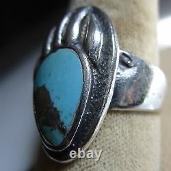 Navajo Sterling Silver Turquoise Ring Size 9 3/4 Bear Claw