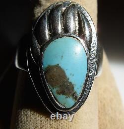 Navajo Sterling Silver Turquoise Ring Size 9 3/4 Bear Claw